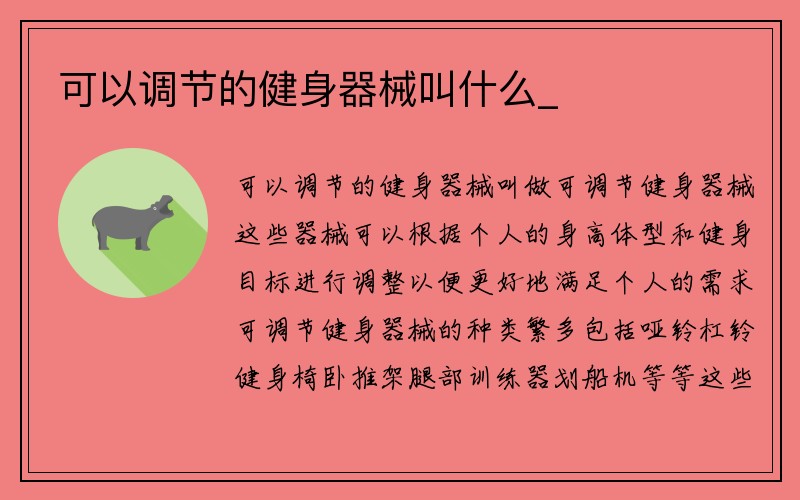 可以调节的健身器械叫什么_