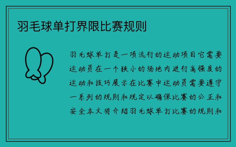 羽毛球单打界限比赛规则