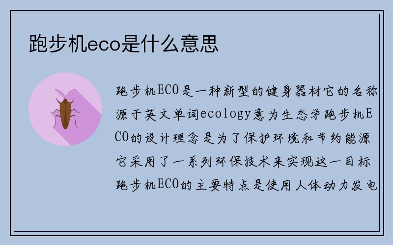 跑步机eco是什么意思