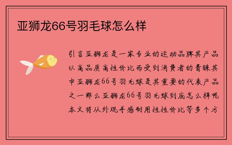 亚狮龙66号羽毛球怎么样